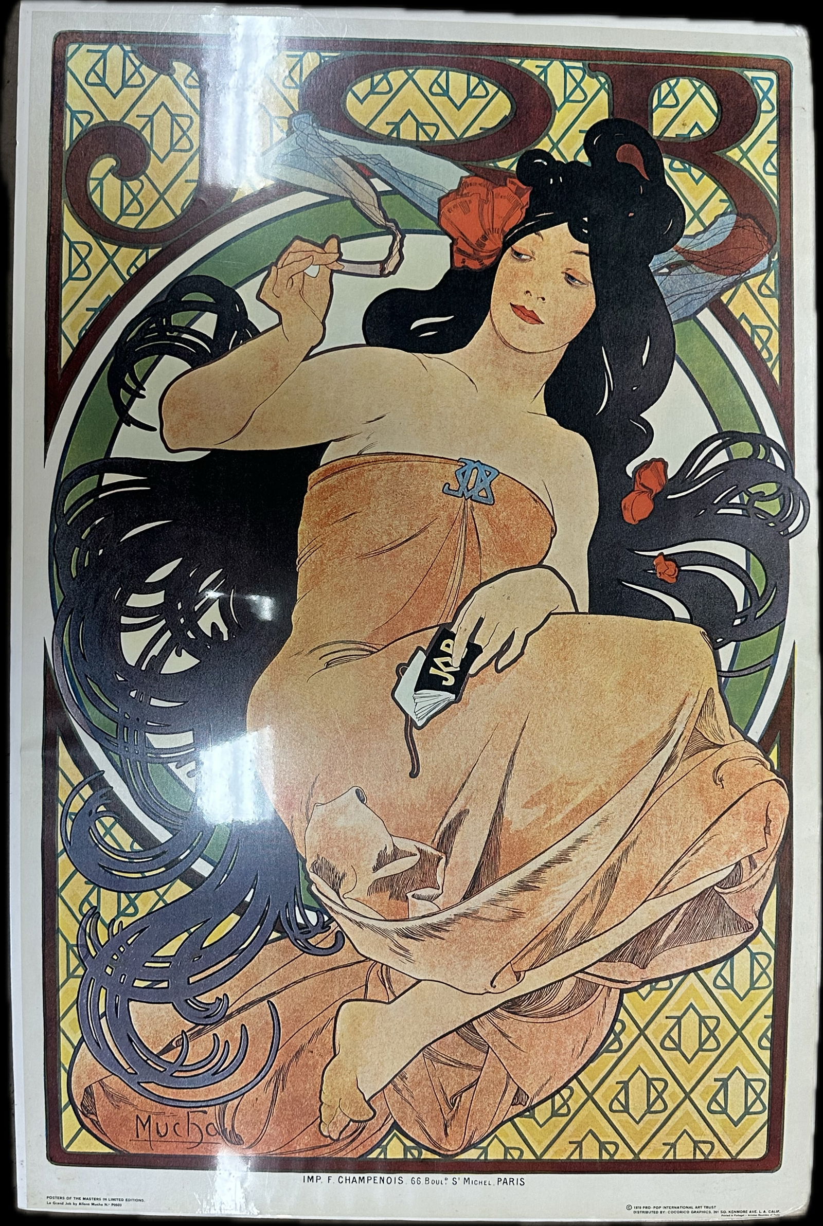 Original 1970 Pro Pop JOB Cigarette Rolling Paper Advertising Poster by Mucha (1 of 10)