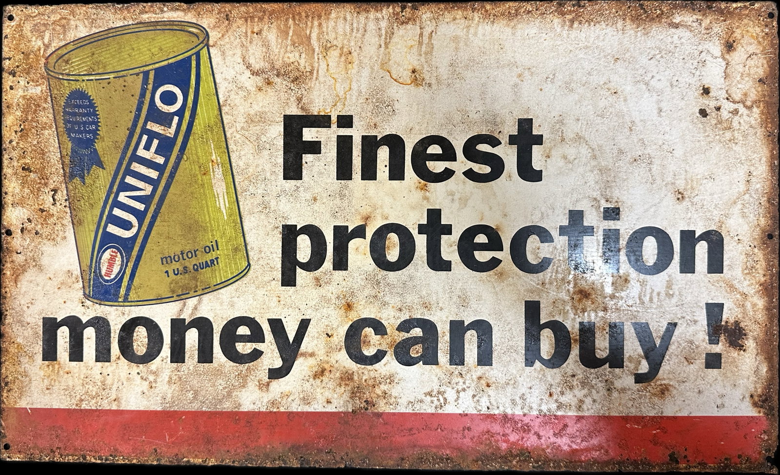 Uniflo Humble Finest Protection Money Can Buy SST Metal Quart Advertising Sign: 17.5" x 10.5"