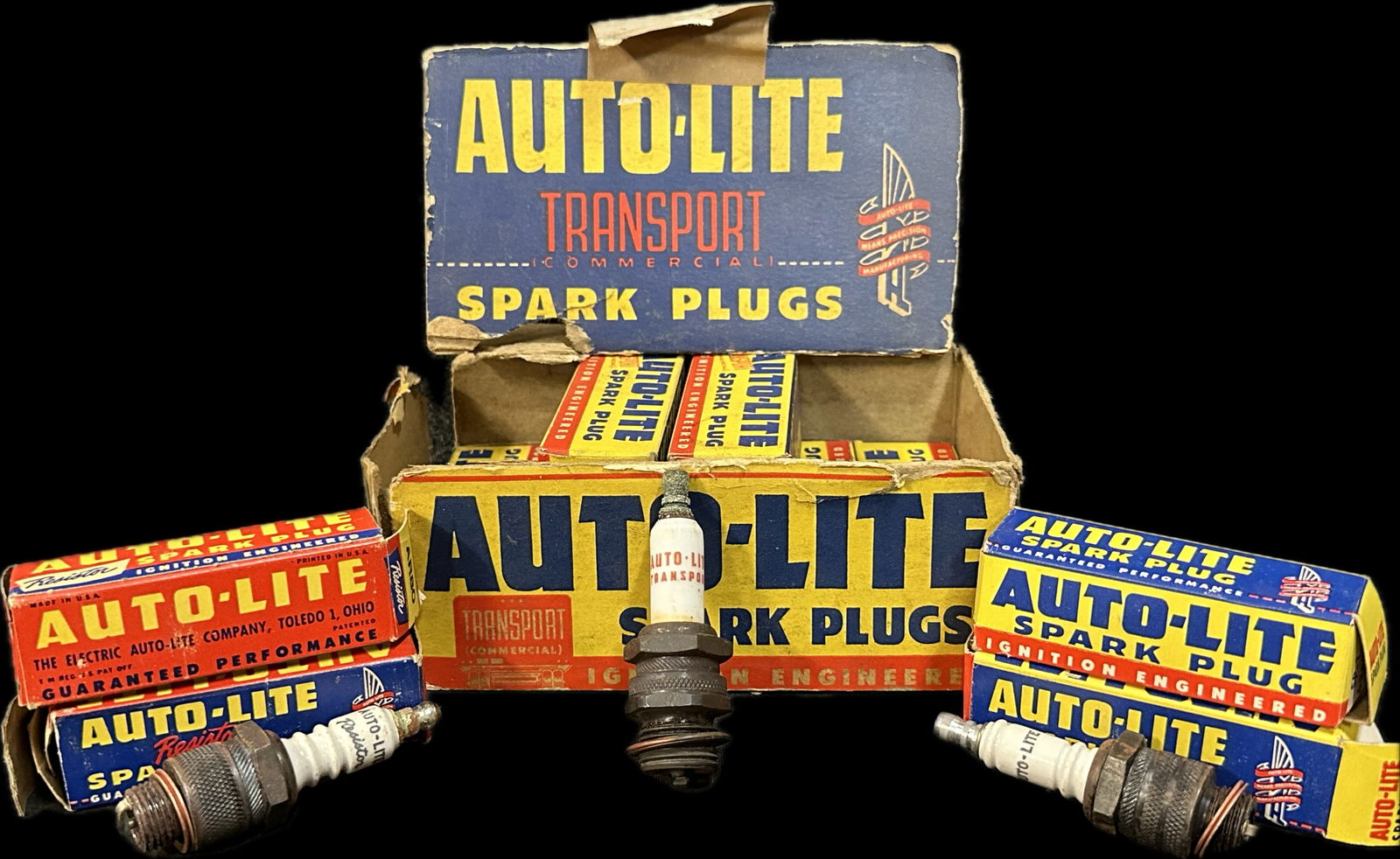Lot 11 Original Auto Lite Spark Plugs w/ Boxes NOS Unused (1 of 20)