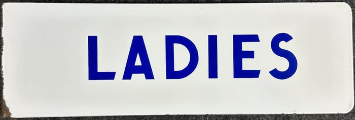 1950s Ladies Double Sided Porcelain Flange Bathroom Sign