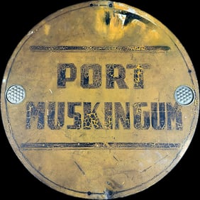 Painted Over Port Muskingham w/ Reflectors 18" Sign