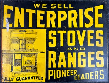 Enterprise Stoves & Ranges Original Painted Metal Advertising Flange Sign
