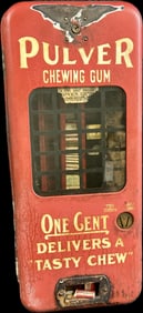 Original Pulver Chewing Gum 1 Cent Red Porcelain Machine w/ Police Officer