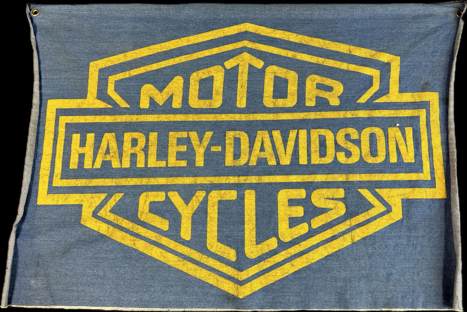 Harley Davidson Motorcycles Original Denim Dealer Advertising Banner Sign (1 of 5)
