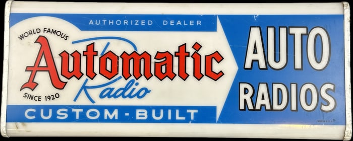 Automatic Auto Radios Custom Built Lighted Plastic 1950s Advertising Sign