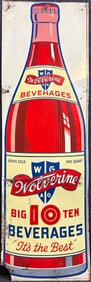 Wolverine Big Ten Beverages 1930s Soda Pop Advertising Sign Rare