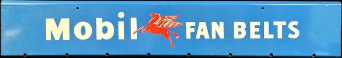 Mobil Fan Belts Original Painted Metal 1950s Advertising Service Station Rack Sign