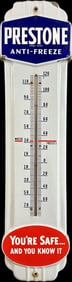 Prestone Anti-Freeze Original Porcelain 1930s Advertising Thermometer