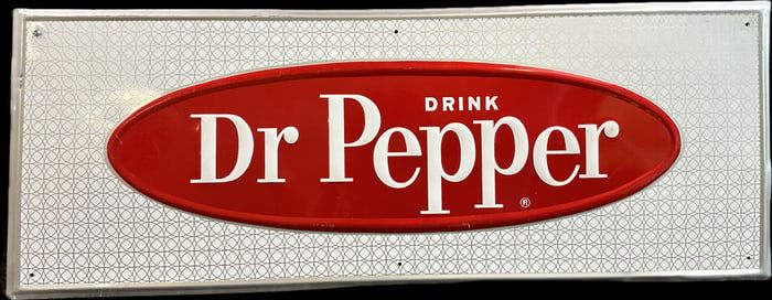 Dr Pepper Embossed Single Sided Painted Metal 1960s Advertising Sign