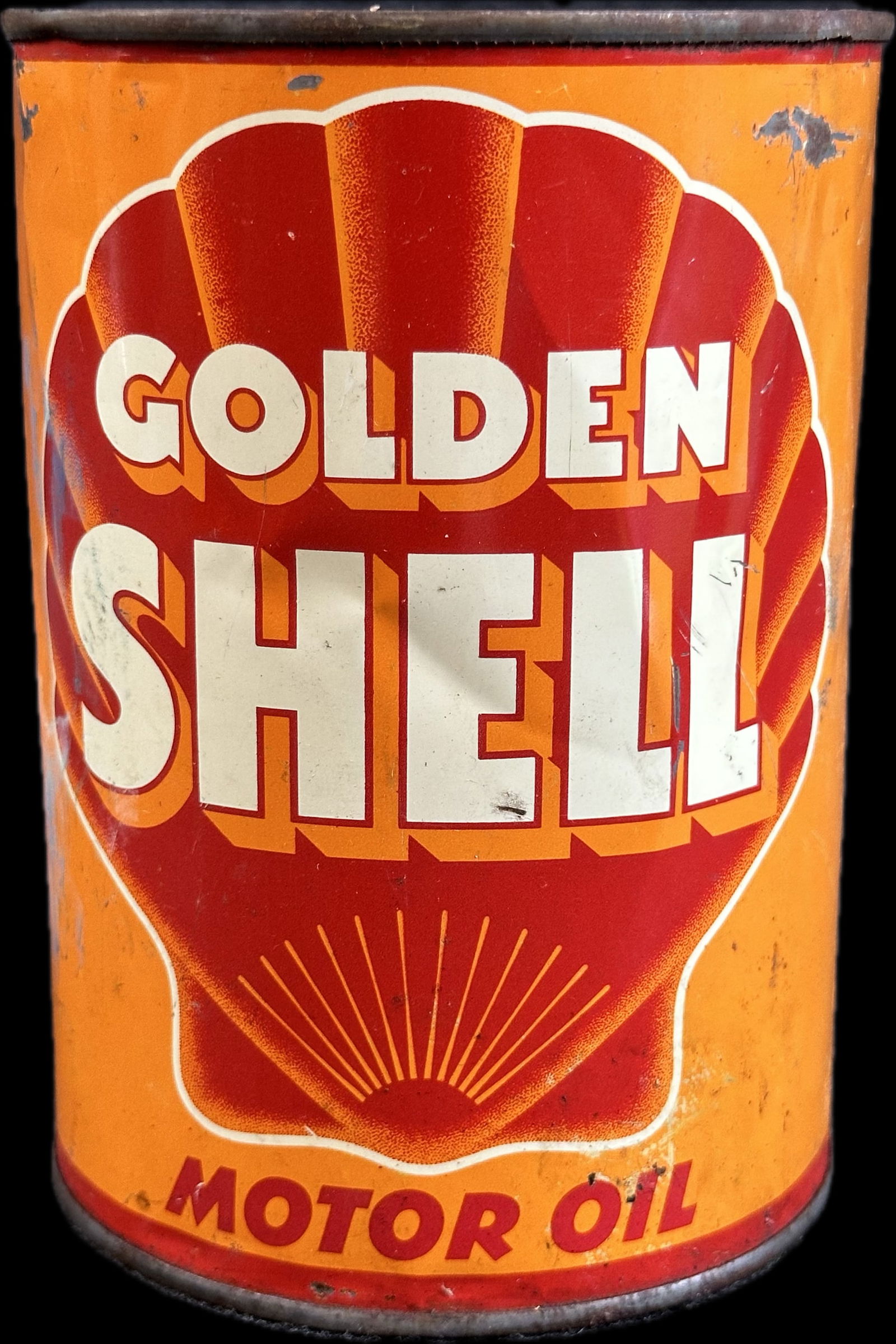 1930s Golden Shell Motor Oil Quart Metal Can (1 of 7)