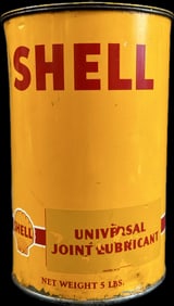 1930s 40s Shell Gasoline Universal Joint Lubricant 5 LB Metal Can