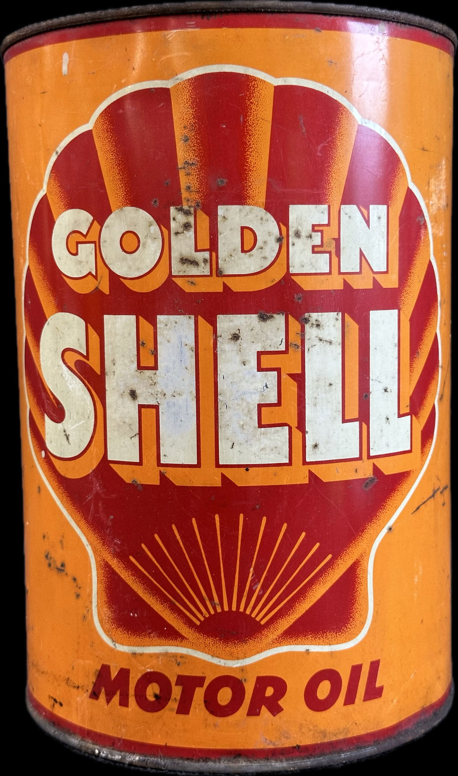 1930s Golden Shell Motor Oil 5 Quart Metal Can (1 of 7)