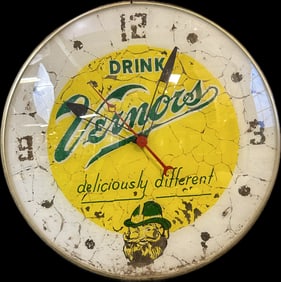 Drink Vernors Original Tel-A-Sign Advertising 20" Clock
