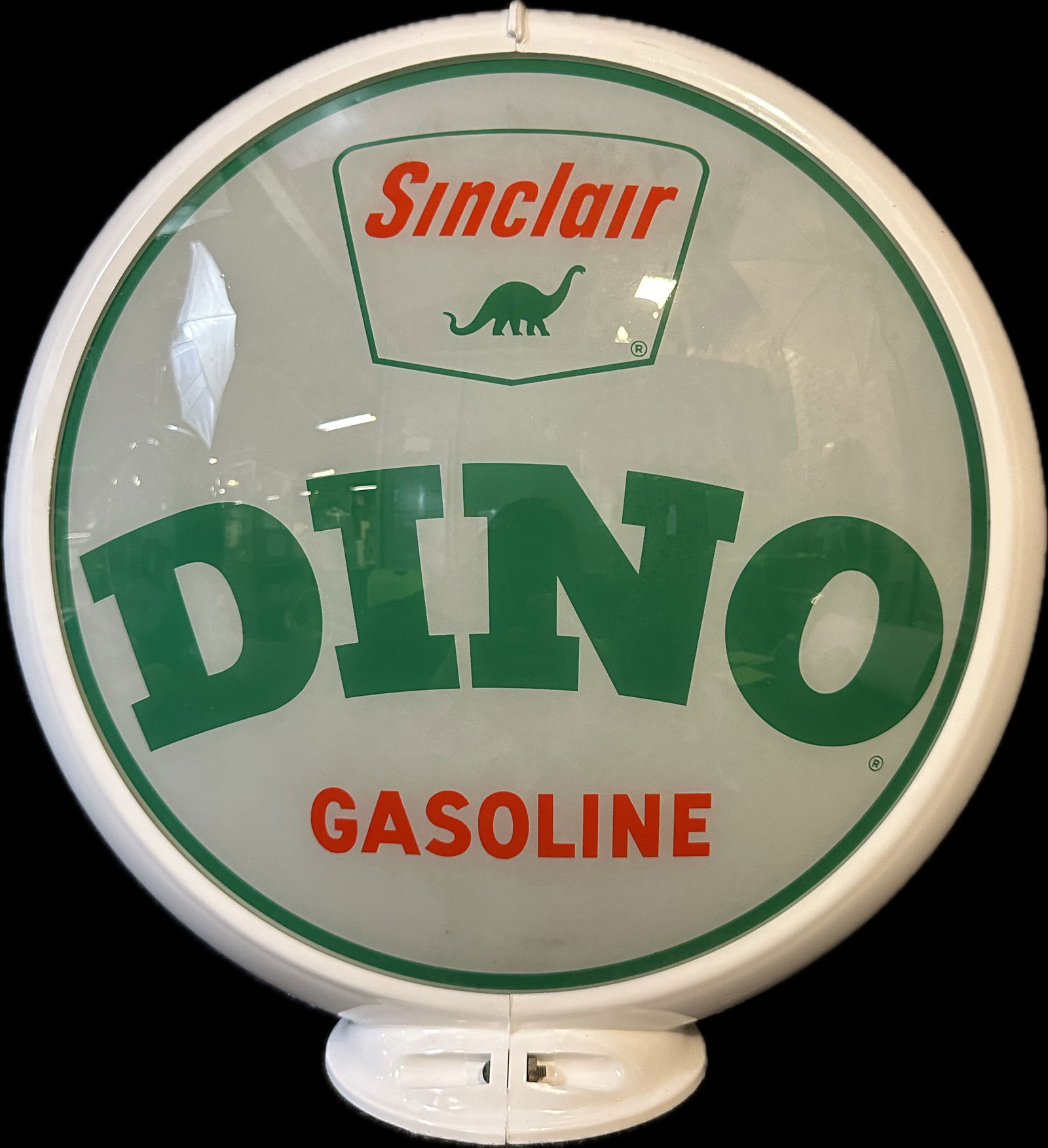 Original 1950s White Dino Gasoline Gas Pump Globe w/ Reproduction Body (1 of 10)