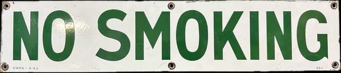 No Smoking Single Sided Porcelain Texaco Service Station Advertising Sign