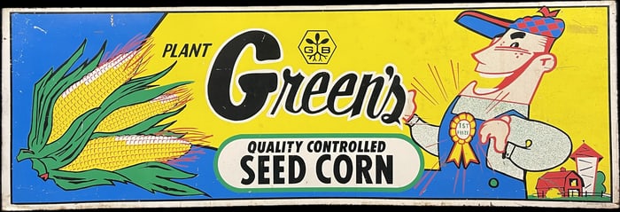 Green's Quality Controlled Seed Corn Singled Sided Painted Metal Feed Sign