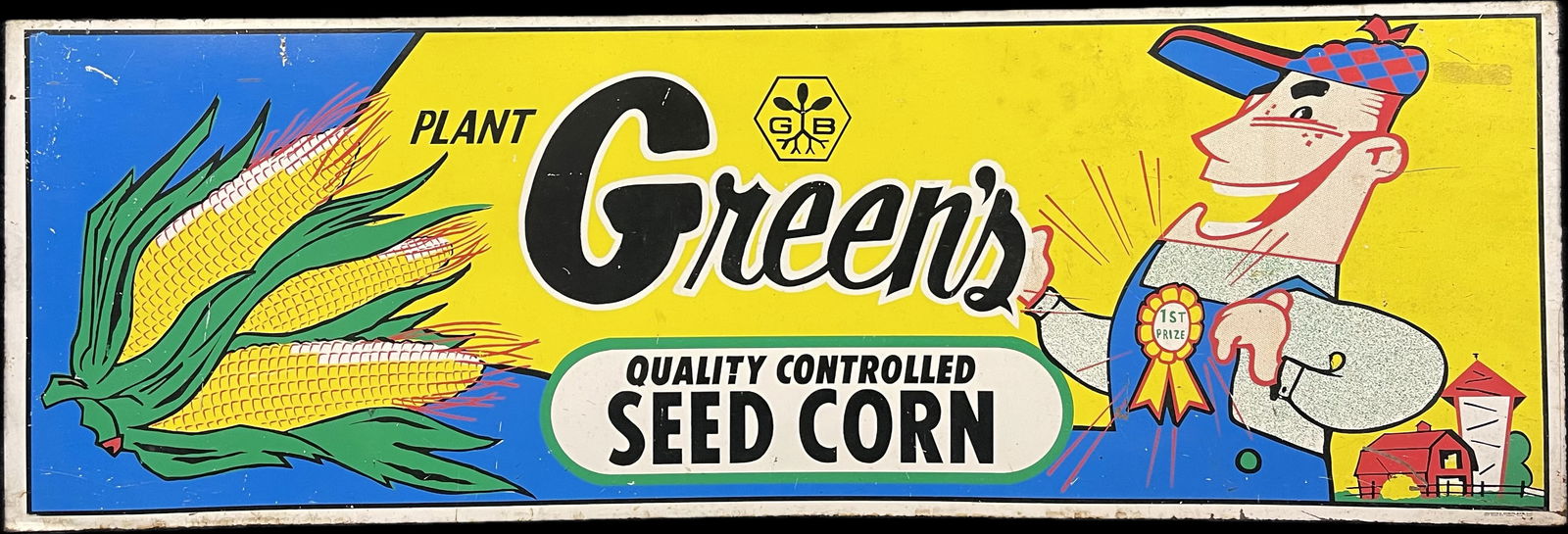 Green's Quality Controlled Seed Corn Singled Sided Painted Metal Feed Sign (1 of 10)
