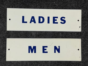 Ladies & Men Single Sided Porcelain Original Bathroom Advertising Restroom Gas Station Signs