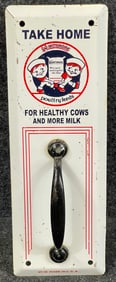 Wirthmore Original 1930s Poultry Feed Advertising Metal Door Push Sign