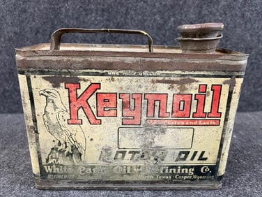 Keynoil White Eagle & Refining Co One Half Gallon 1920s Motor Oil Can