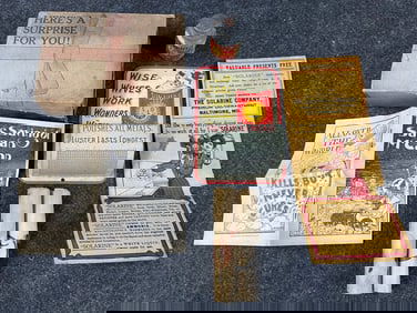 Rare Early 1900s NOS Lot Solarine Advertising Match Safe w/ Original Box & Papers