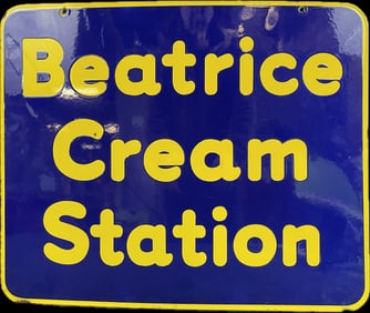 Beatrice Cream Station Double Sided Porcelain Advertising Hanging Sign