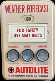 Autolite Weather Forecast Plastic Vacuum Form 1960s Advertising Sign