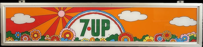 7UP Peter Maxx Plastic Advertising Soda Cooler Seven Up Aluminum Framed Sign