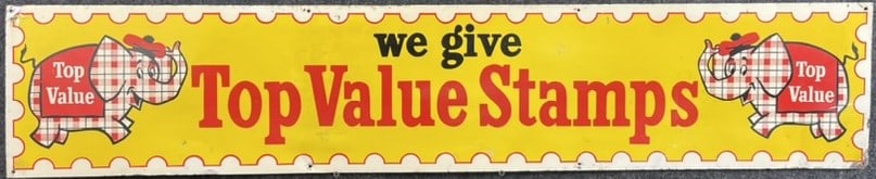 We Give Top Value Stamps SST 1950s Advertising Sign w/ Elephant (1 of 10)