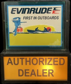 Evinrude First In Outboards Authorized Dealer Lighted Advertising Countertop Sign