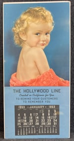 1953 The Hollywood Line Paper Complete Advertising Calendar w/ Baby