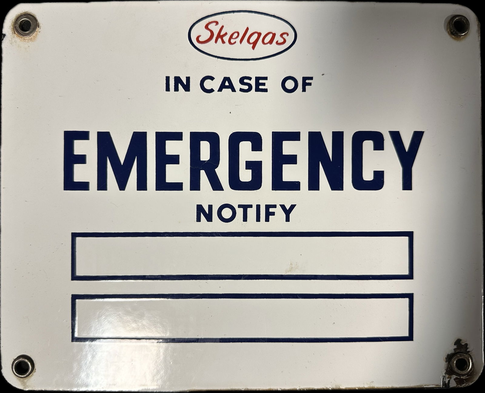 Skelly Skelgas Original In Case Emergency 1930s SSP Porcelain Gas Station Advertising Sign (1 of 5)