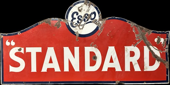 Rare 1930s 5' Esso Standard Double Sided Porcelain Hanging Service Station Sign