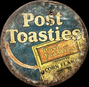 Post Toasties Original 1920s Painted Metal Advertising General Store String Holder