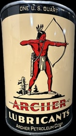 Full Archer Lubricants Aircraft Grade Metal Quart Can Stamped Chem Lube Diesel