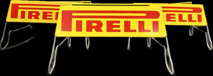 Lot 3 1960s Pirelli Service Station Metal Tire Stand Advertising Signs