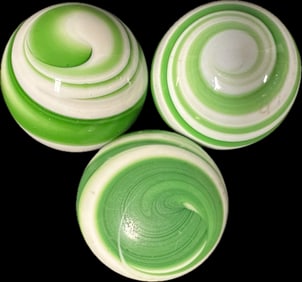 Lot 3 Original 1930s Green & White Swirl Automotive Shiftknobs