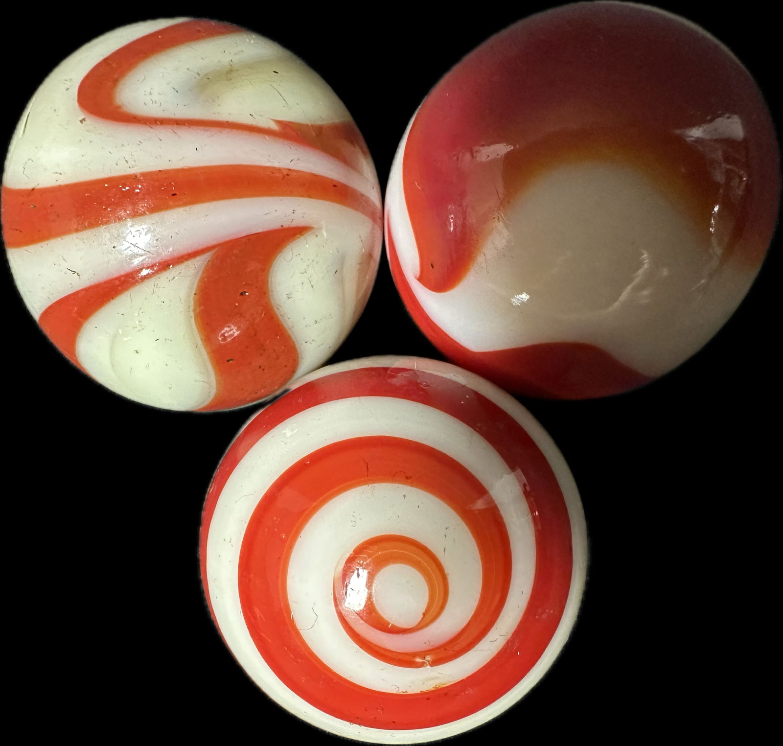 Lot 3 Original 1930s Red & White Swirl Automotive Shiftknobs (1 of 8)