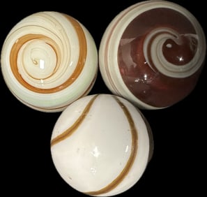 Lot 3 1920s-30s Brown, White & Red Swirl Automotive Shiftknobs