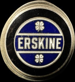 1927-1930 Erskine Automobile Radiator Badge Enamel Car Emblem - High Grade