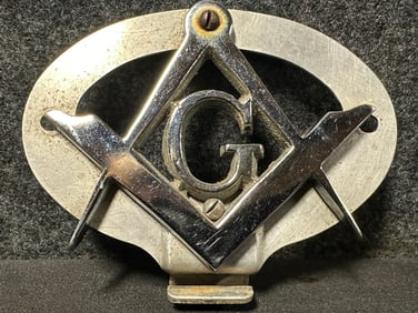 Original 1930s-40s Metal Masonic License Plate Topper