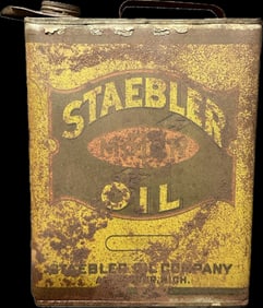 Scarce 1920s Staebler Motor Oil Company 1 Gallon Metal Can Ann Arbor Michigan