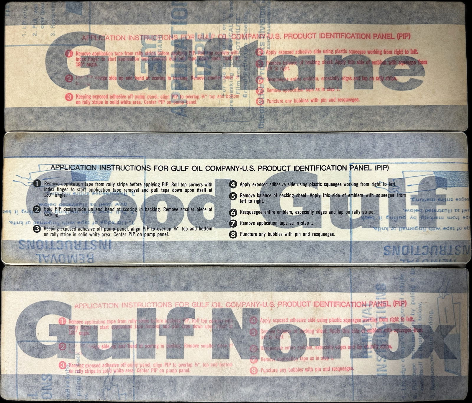 Lot 11 NOS Original 1960s Good Gulf Gulftane No-Nox Gas Station Pump Decals (1 of 8)