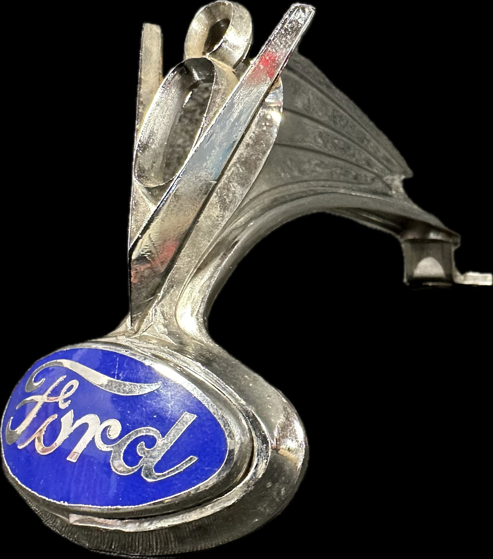 1937 Ford V8 Hood Ornament w/ Enamel Badge Emblem - High Grade (1 of 9)
