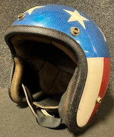 Evel Knievel American Flag Motorcycle Red White Blue Glitter Helmet
