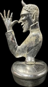 Vintage 1930s Original Devil Hood Ornament Radiator Cap Car Mascot