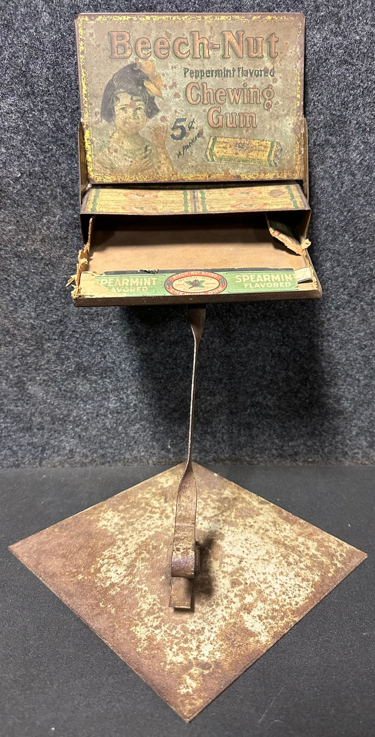 Rare Antique 1920s Beech-Nut Chewing Gum Original Countertop Tin Advertising Store Display (1 of 9)