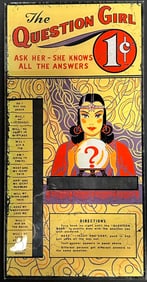 The Question Girl 1 Cent Ask Her She Knows Original Advertising Fortune Teller Game Glass