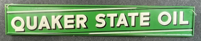 Quaker State Oil Ca. 1950 Original Embossed 6' Painted Metal Advertising Sign