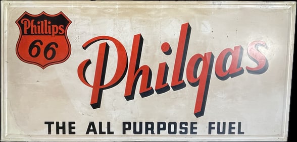 Philgas The All Purpose Fuel Phillips 66 Original Self Framed Service Station Advertising Sign